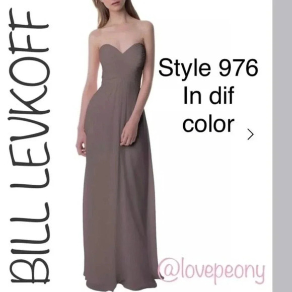 BILL LEVKOFF Style 976 Chiffon Strapless Latte - Picture 7 of 15